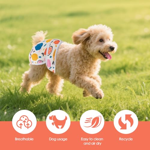 SUNNIFLY 3 Stück Hundewindeln für Hündinnen, Waschbare und Wiederverwendbare Läufigkeitshose für Hündinnen, geeignet für Hitze, Inkontinenz und Lange Reisen (Größe M)