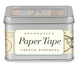 Cavallini French Ephemera Decorative Paper Tape with 5 Assorted Paper Tape Rolls, 16 Yards Per Roll Packaged in a Tin