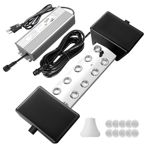 Ceed4U CD003-10H Ultrasonic Fogger, 10 Head Ultrasonic Mist Maker, 7000Ml/H 350W Mist Maker Fogger With Buoy Ip67 Waterproof Power Supply For Pond Garden Lawn Rockery Greenhouse Halloween Decoration cover