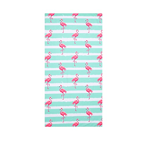 LIVILAN Blue Flamingo Beach Towel for Girls, 30”x60” Microfiber Thin Soft Towel