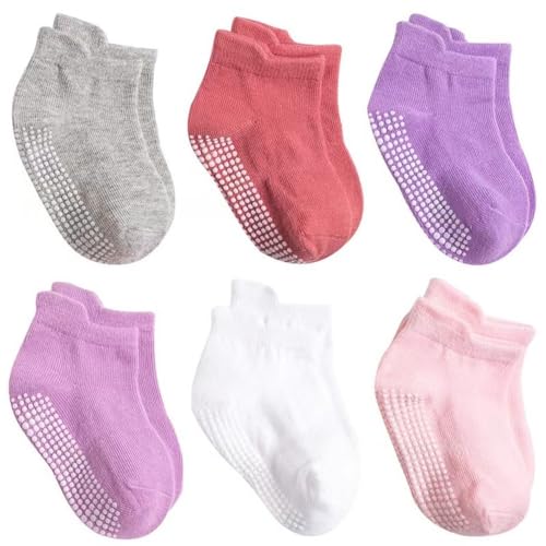 Baby Socks Cotton Toddler Socks Grips Non Slip Bottom Kids Socks Boys Girls Low Cut for Infants (US, Age, 0 Months, 12 Months, Girls02)