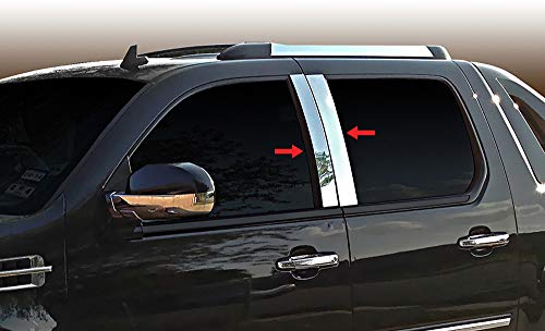 Made in USA! Compatible with 2007-2014 Cadillac Escalade 4 PC Stainless Steel Chrome Pillar Post Trim