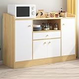 UNKKS Alacenas para Cocina, Alacenas para Despensa con Cuatro Puertas y un Cajón, Mueble Aparador para Sala de Estar,...