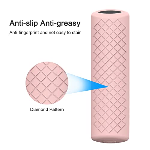 Image of Silicone Case Compatible with Fire TV Stick 3rd Gen 2021 Remote Full Wrap with Lanyard, Compatible with Fire TV Stick Remote Cover (Only Silicon Cover Included) - Pink Style 2