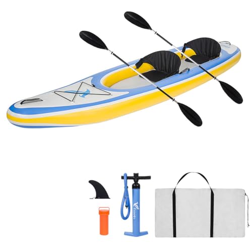 Freein 12'6''Drop Stitch SUP Inflatable Kayak 2 Persons Stand Up Paddle Board 8''Thick Twin Air...