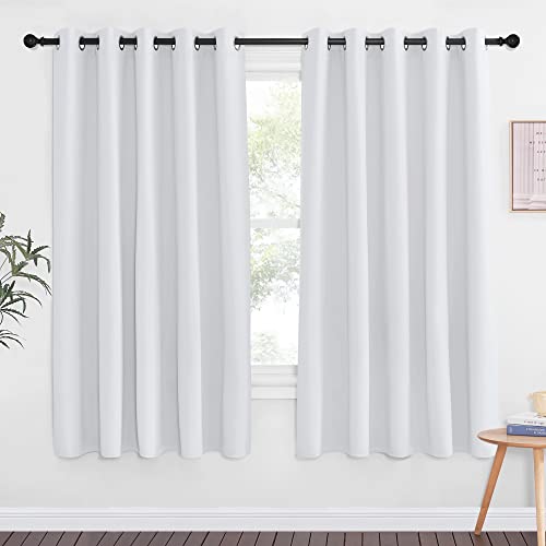 NICETOWN Room Darkening Curtain for Living Room - Solid Thermal Insulated Grommet Light Blocking Window Treatment for Bedroom/Doorway (1 Panel, 66 by 66, Greyish White)