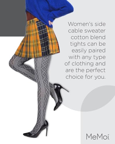 Image of MeMoi Juneau Diamonds Cotton Tights for Women, Cozy and Elegant Sweater Tights - Sizes Small to X-Large