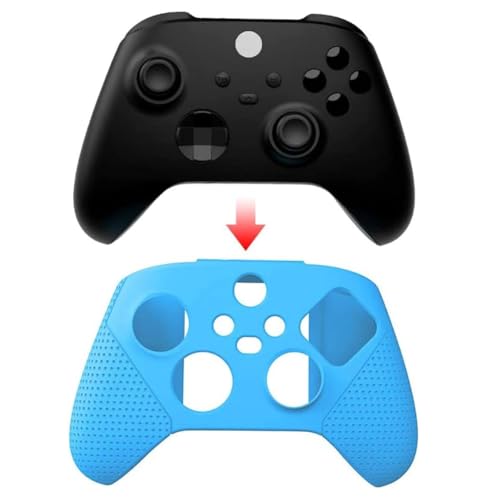Image of TMG Silicone Cover Case for Xbox Series X /S Controller, Rubber Skin Protector for Xbox Series X /S Controller with Matching Thumb Grips (Blue)
