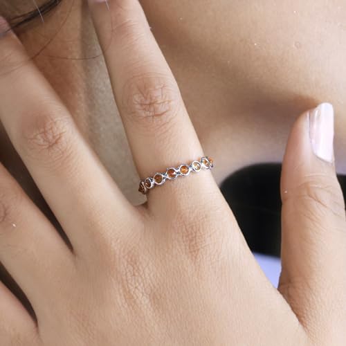 Citrine Gemstone Stacking Eternity Band Ring for Women 925 Sterling Silver Dainty Band Minimalist Jewelry Gift2