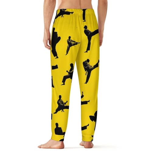 Taekwondo Silhouette Men's Pajama Bottoms Sleep Lounge Soft Comfy Pants Sleepwear3
