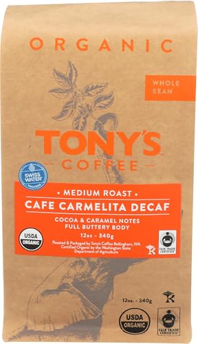 Tony's Coffee Cafe Carmelita Decaf Medium Roast 12oz