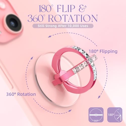 Transparent Phone Ring Holder 2 Pcs, Clear Cell Phone Ring 2 Rose Gold Diamond - Photo 11 sur 31