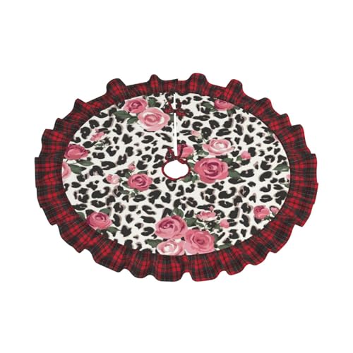 Tapis pour sapin de Noël imprimé léopard rose, l'accessoire de décoration festive idéal - 8