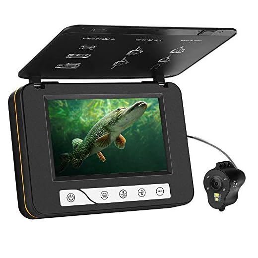 MOOCOR Underwater Fishing Camera HD 1000 TVL 5" Fish Finder Video CAM White Infrared Night Vision LED DVR 8GB for for Ice Lake Sea Boat Kayak Fishing (30M/98ft)