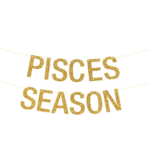 Fische Jahreszeit Banner, Fische Geburtstagsdekorationen, Sternzeichen Geburtstag Party Dekor Gold Glitter thumbnail