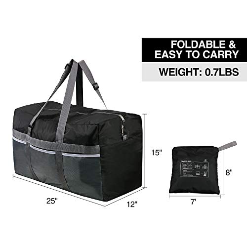 Domaker 75L Duffle Bag,Extra Large Duffle Bag,Water Repellency Travel Foldable Duffle Bag for Men Women Adults,Black