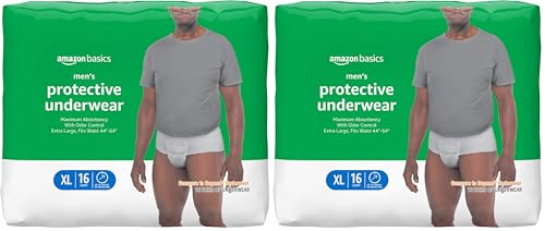 Image of Amazon Basics Maximum Absorbency Incontinence Underwear for Men with Leak Protection and Odor Control, X-Large, 16 Count (Pack of 2)