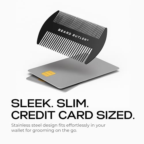 Beard Butler® 'The Original' Metal Wallet Comb – Slim Credit Card Beard & Mustache Comb for Men – Portable Stainless Steel – Fits in Wallet or Pocket – Perfect Beard Gift - Black - Image 3
