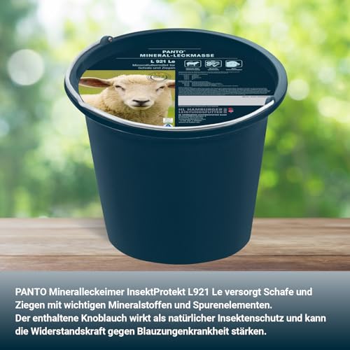 PANTO Mineralleckeimer InsektProtekt L921 Le 20kg – Leckschale für Schafe & Ziegen, Leckstein ohne Kupfer mit Selen, Zink & Knoblauch
