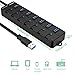 USB hub,7-Port USB Hub,VEMONT 3.0 USB Splitter with Individual On/Off Switches and Lights, 4ft/1.2m Long Cable USB Extension for Laptop and PC Computer