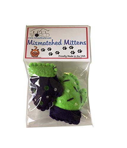 A Pets World Tiny Mismatched Mitten Felt Cat Toys with Natural Catnip