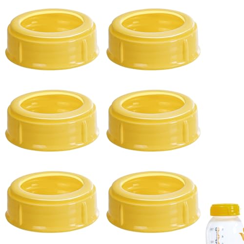 6PCS Replacement Collar Rings for Medela Bottles 5oz & 8oz,Bottle Caps Compatible with Plastic & Glass Bottles | Mess Free No Leak or Spill, BPA Free（No Bottle）