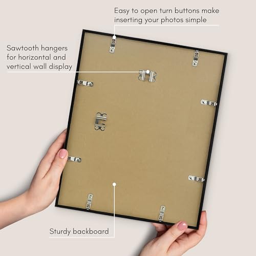 Americanflat 13x16 Picture Frame with Polished Plexiglass - Streamline Collection - Thin Border Picture Frame for Wall Display - Hanging Hardware Included - Black