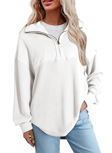 Image of SHEWIN Women Fall Sweatshirt Casual Half Zip Pullover Fall Top 2026 Clothes