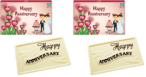 Image of Bogatchi Happy Anniversary Chocolates White Chocolates, 70 Grams (Pack of 2)