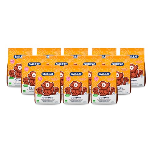 Smileat - Pack de 12 Galletas de Espelta avena cacao para Peques 10+ meses - Sin Azúcar Añadido, Con Aceite de Oliva Virgen Extra- Perfectas Como Snack o Merienda - 220g