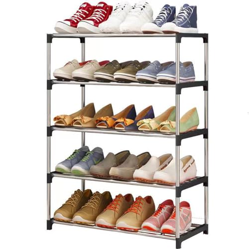 LXURY Scarpiera Stretta Multistrato Scarpiera Alta per Ingresso Scaffale Portaoggetti Durevole Scarpiera Impilabile in Metallo Scaffale Organizzatore per Scarpe E Stivali per Corridoio,A,5Tier