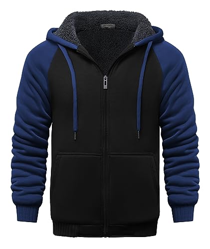 Image of GEEK LIGHTING Men's Fleece-Lined Zip Up Hoodie, Thick Hooded Jacket Winter Warm Athletic Sweatshirt