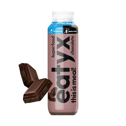 eatyx Trinkmahlzeit - Schokolade 8x300 ml - Laktosefrei - 22g Protein 22 Vitamine 6 3g Ballaststoffe glutenfrei - Vollwertiger Protein Shake - Mahlzeitenersatz für unterwegs