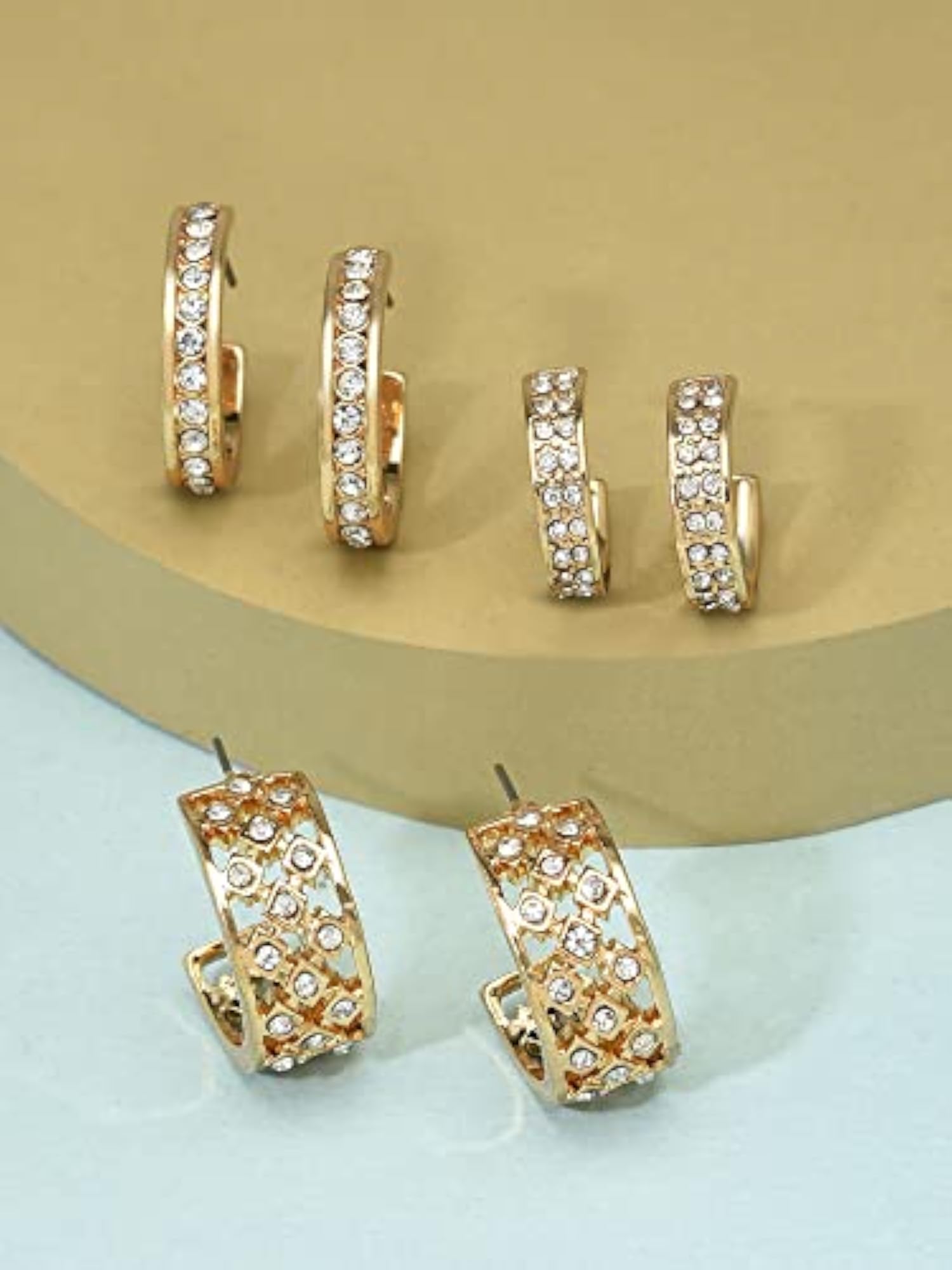 Contemporary Dazzling Diamonds Semi Hoop Earrings For Women