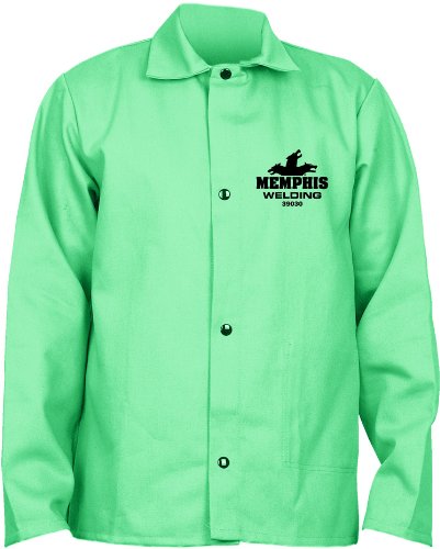 Image of MCR Safety 39030L 30-Inch Flame Resistant Cotton Fabric Welding Jacket with Inside Pocket, Green, Large