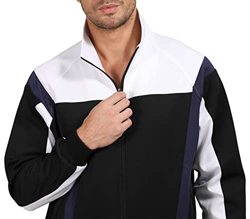 November's Chopin Men's Tracksuit 2 Piece Sports Sweatsuit Sets Casual Jogging Athletic Suits For Men Black Navy Large #TOP3