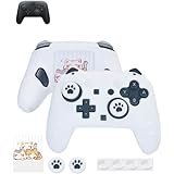 For Switch 2 Pro コントローラー ケース シリコン素材 ソフト 可愛い 猫の足跡柄 保護カバー+ロッカーキャップ+ロッカーリング 滑り止め 防塵 傷防止 汚れ防止 携帯に便利 人体工学設計 着脱簡単 全面保護 for Switch 2 Proハンドル アクセサリー (B)