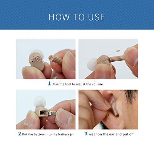Hearing Aid Sound Amplifier Mini Ear Hearing Amplifier Half Penny Sized Noise Reduction and Feedback Cancellation Ear Amplifier for Seniors and Adult with Battery Size 10 - Thumbnail 2