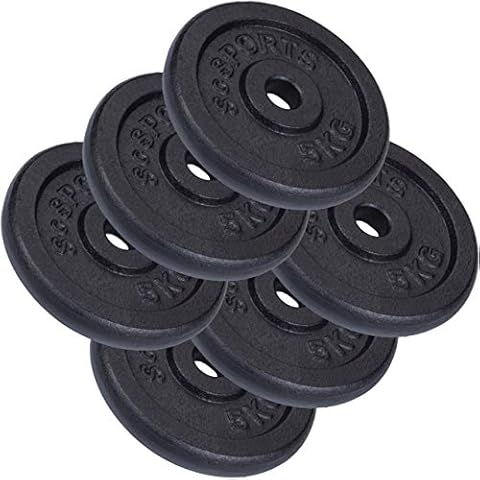 ScSPORTS® 30 kg Hantelscheiben-Set 6 x 5 kg Gusseisen Gewichte 30/31 mm Bohrung Cover