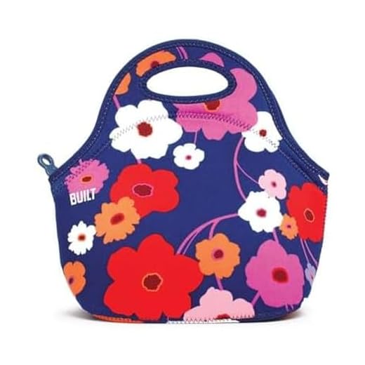 Built Gourmet Getaway Neoprene Lunch Bag - Insulated, Reusable, & Machine-Washable Lunch Tote for Hot and Cold Food Storage, Lightweight & Reusable - One Size (Lush Flower)