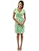 PattyBoutik Women Cap Sleeve Faux Wrap Print Dress (Green and White 12 Medium)