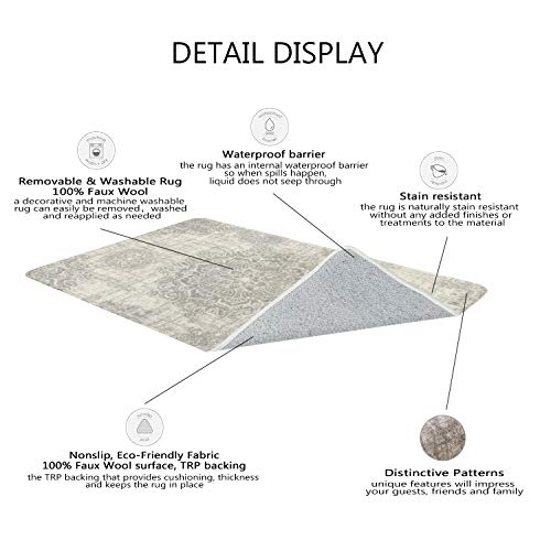 Lahome Vintage Medallion Area Rug - 2’ X 3’Non-Slip Distressed Area Rug Small Accent Throw Rugs Floor Carpet For Door Mat Entryway Bedrooms Laundry Room Decor (2’ X 3’, Gray) #TOP4