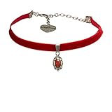 Velvet Trachten-Kette aus Samt-Stoff, Halsband perfekt zum Trachten-Outfit (Dirndl, Lederhose, Trachtenbluse, Oktoberfest)