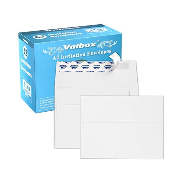 ValBox 100 Stück A6 Umschläge, selbstklebend, 16.5 x 12.1 cm, weißes Kraftpapier, Einladungsumschläge für 10 x 15 cm…