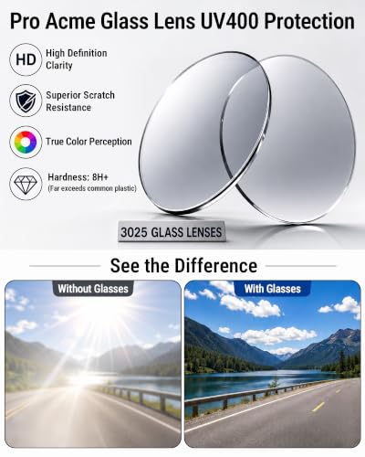 Image of Pro Acme Classic Aviator Sunglasses Glass Lens Metal UV400 for Men Women | 58 /62MM Lens,,Crystal-Clear Vision,Highly Scratch-Resistant,Weighty Feel,Leather Case
