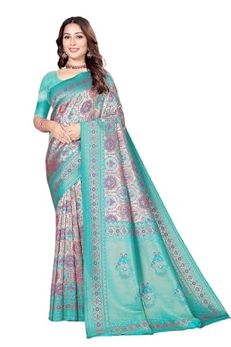 FASHIONFRICKS Dharmavaram Kanjivaram Silk Sarees with meenakari weaves (C Green)