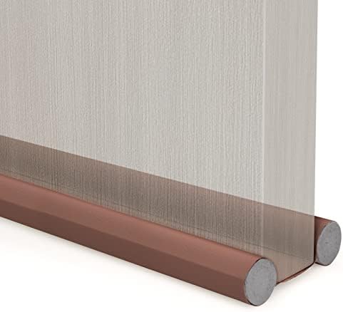1PC Under Door Draft Stopper,Twin Door Draft Blocker Weather Stripping Noise Cold Air Blocker Window,Washable,Dust Proof,Removable,Adjustable Door Sweeps 38"(Brown)