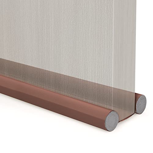 1Pc Under Door Draft Stopper,Twin Door Draft Blocker Weather Stripping Noise Cold Air Blocker Window,Washable,Dust Proof,Removable,Adjustable Door Sweeps 38"(Brown) #TOP2