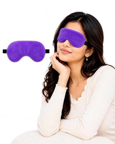 Image of Travelling Sleep Mask Light Blocking Sleeping Eye Mask With Elastic Strap For Deep Sleep, Travel, Meditation, Nap, Airplane And Office Rest Use Blind Fold For Comfortable Sleeping [Purple] (Pack Of 2)