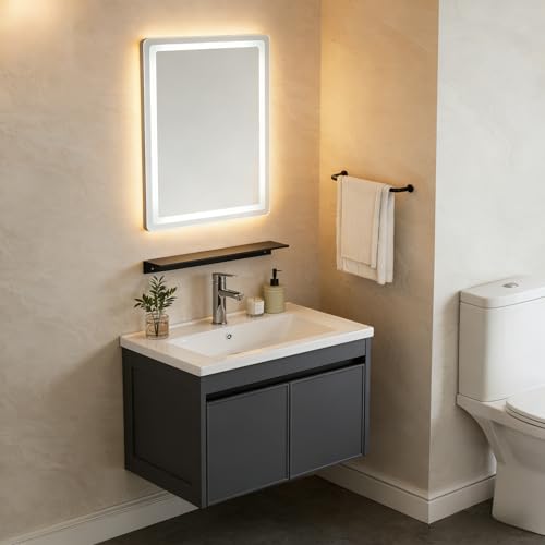 La Mejor Recopilación de Lavabos con borde del mes. 41 Lavabo para Baño con Mueble,Lavabo para Baño y Espejo,3-en-1 con Lavabo de Cerámico,Lavamanos para Baño con Mueble,Grifo,Tuberías de Entrada de Agua Fría y Caliente,...